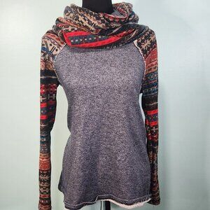Mon Ami Gray Aztec Turtleneck Sweater